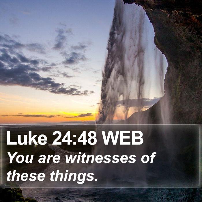 Luke 24:48 WEB - You are witnesses of these - Bible Verse Picture