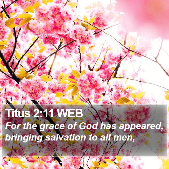 Titus 2:11 WEB - For the grace of God has appeared, bringing - Bible Verse Picture
